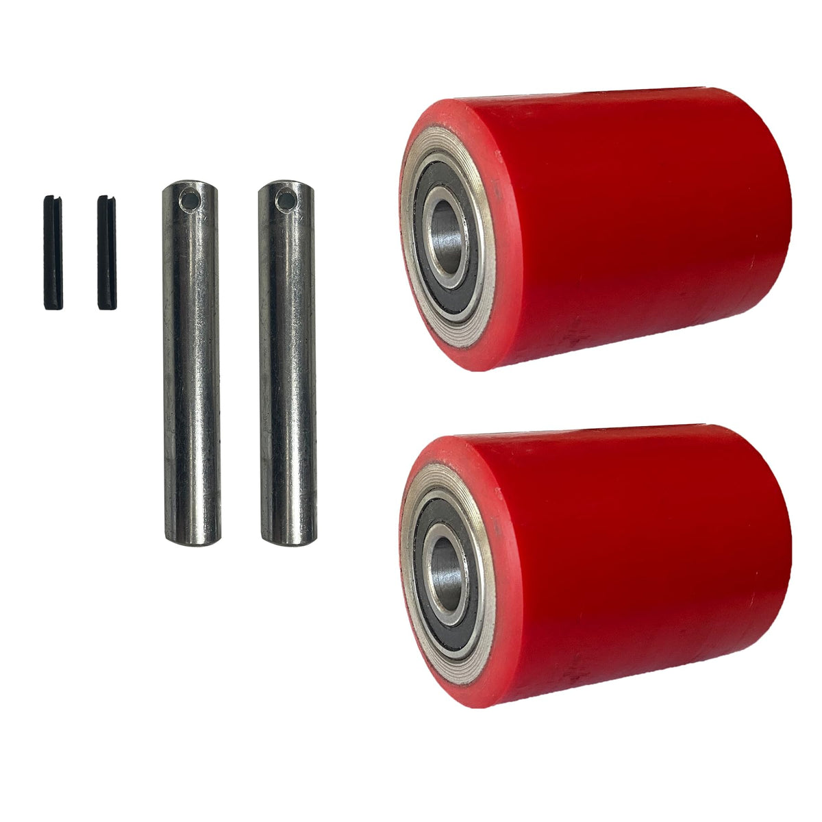 Tory Carrier Pallet Jack Load Wheel, Pre-installed Pallet Jack Roller, Nylon Wheels 3 inch x 3.7 inch, Sealed Precision Bearings ID 0.78 inch, Red- A Pair