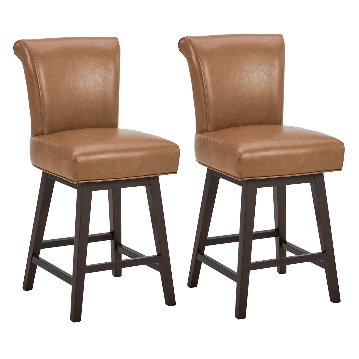 CHITA 30 Inch Counter Height Swivel Bar Stools Set of 2, FSC Certified Modern Upholstered Faux Leather Swivel Barstool Chairs with Back, Black