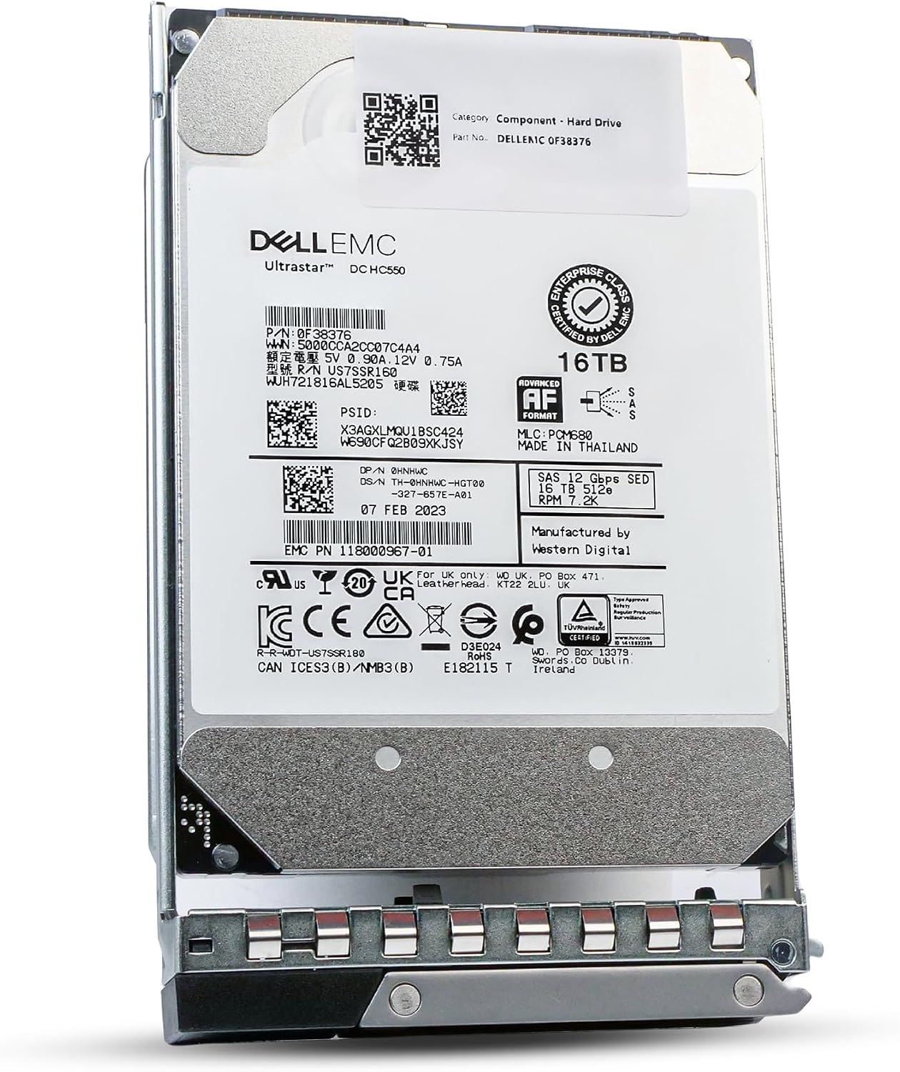 Dell 16TB 7.2K RPM SAS 12Gb/s 512e 3.5in Enterprise PowerEdge Hard Drive for R440 R750 R450 T150 R470 T560 T40 R250 R740 R640 T550 T350 R540 R840 ME4024 R650XS R350 R340 0HNHWC G16 (Renewed)