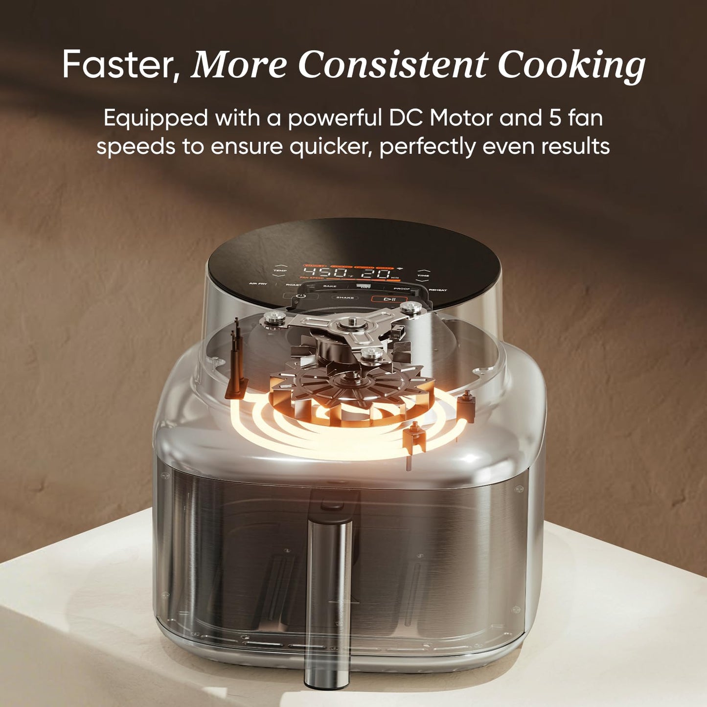 Cosori 9-in-1 TurboBlaze Air Fryer 6 Qt, PFAS-Free Ceramic Coating, 90°–450°F, Precise Heating for Even Results, Air Fry, Roast, Bake, Broil, Dry, Frozen, Proof, Reheat, Keep Warm, 120V, Dark Gray
