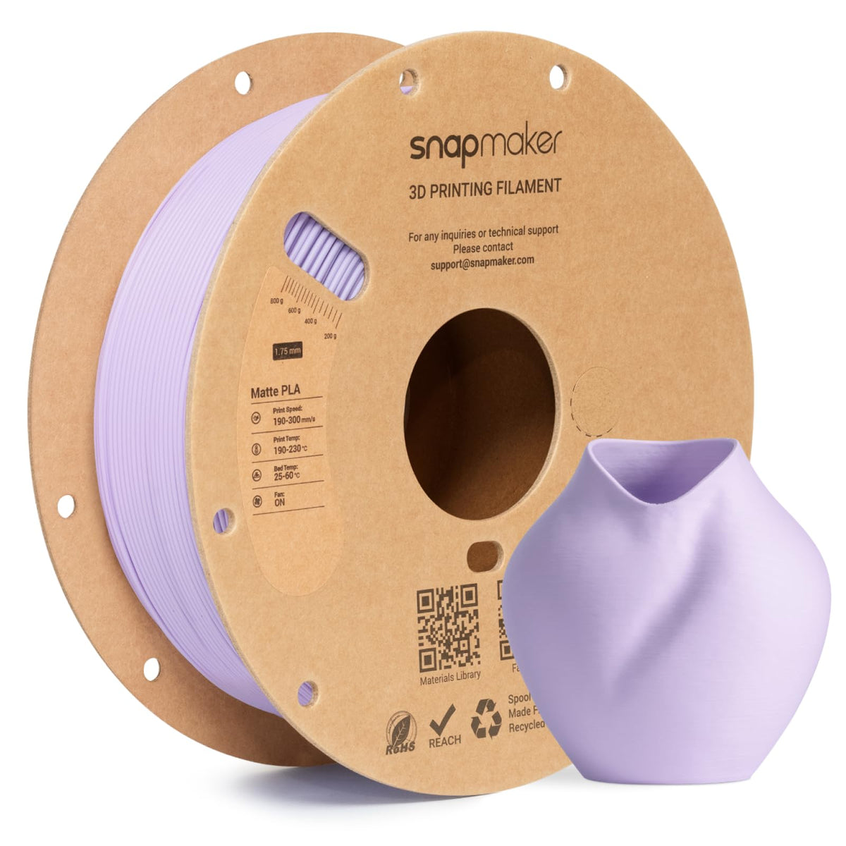 Snapmaker Matte PLA Filament 1.75mm,3D Printer Filament 1kg(2.2lbs)