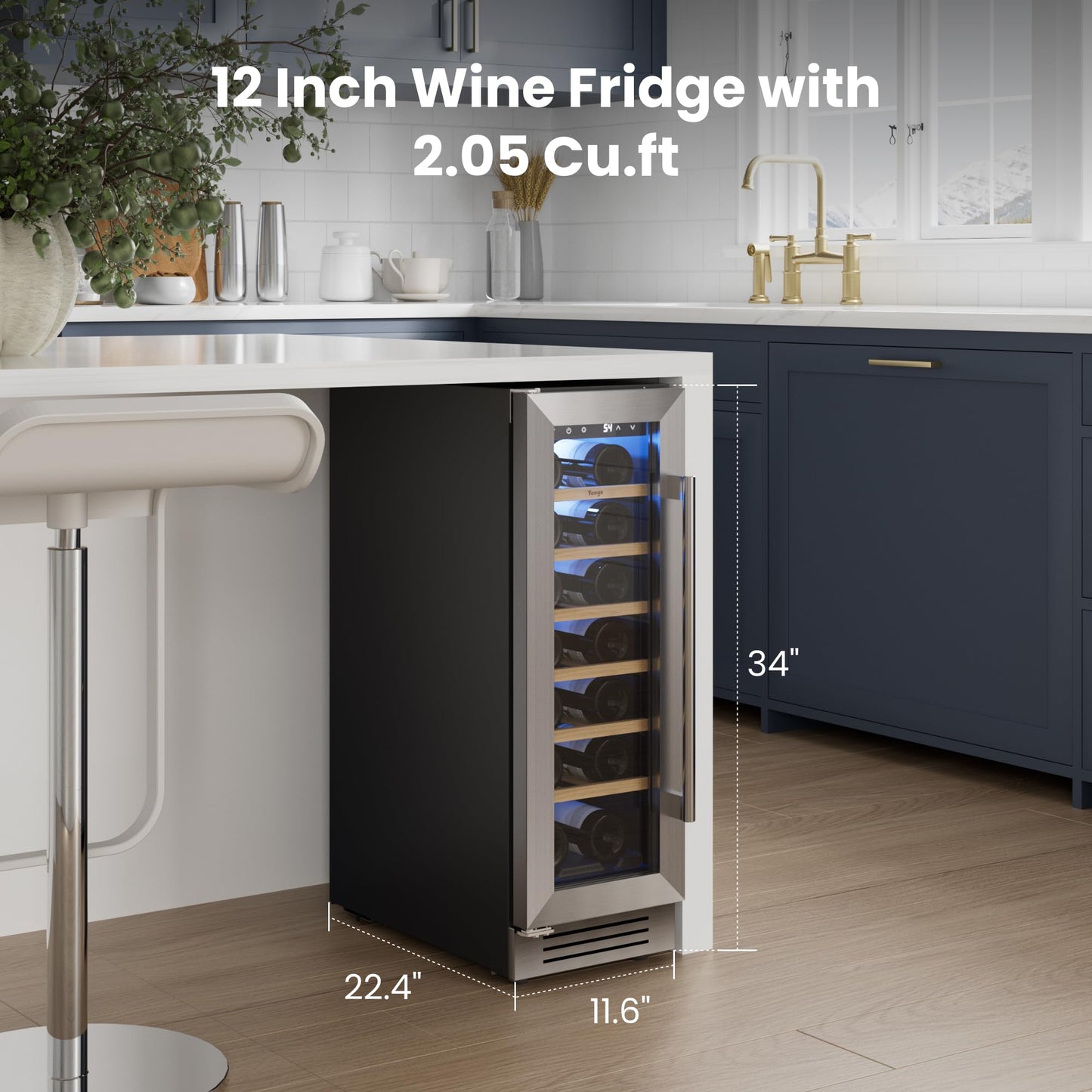 Yeego 24'' Wine Cooler Refrigerator - 52 Bottles Wine Fridge, 40-65°F Dual Zone Wine Refrigerator With Glass Door, Built-In/Freestanding/Under Counter, Adjustable Shelves Fridge for Home Bar Office