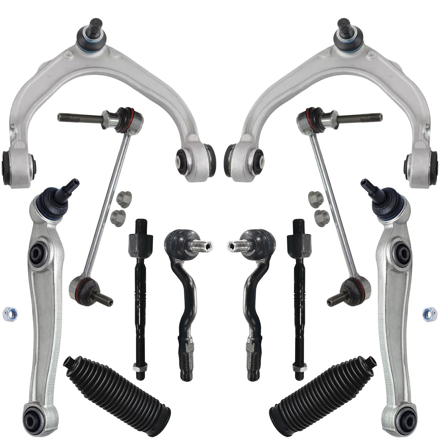 Detroit Axle - 12pc Front End Kit for 07-13 Chevy Silverado 1500 GMC Sierra | Suburban Yukon XL 1500 Tahoe Escalade ESV EXT, 2 Upper Control Arms 2 Sway Bars 4 Tie Rods 2 Lower Ball Joints 2 Boots