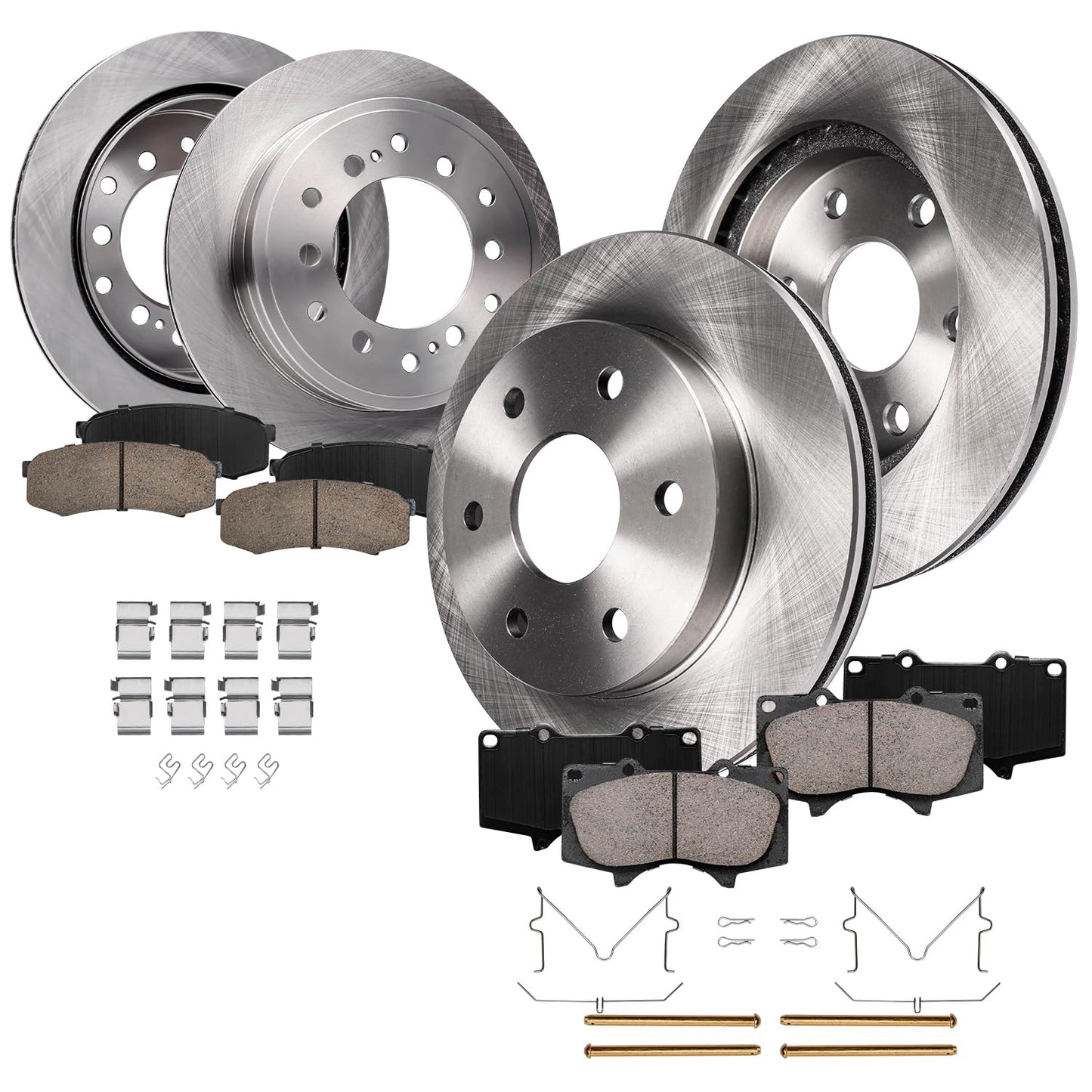 Detroit Axle - Brake Kit for 07-11 Toyota Camry 08-12 Avalon 07-12 Lexus ES350 Replacement 2008 2009 2010 2011, 11.65" inch Front and 11.06" inch Rear Disc Brake Rotors and Ceramic Brakes Pads