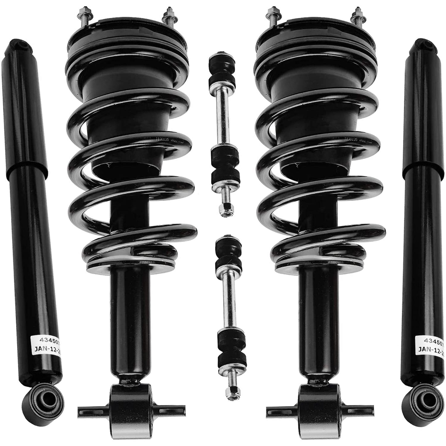Detroit Axle - 6pc Struts Shocks Kit for 2014-2018 Chevy Silverado 1500 GMC Sierra 1500, 2 Front Struts w/Coil Springs 2 Sway Bars 2 Rear Shock Absorbers 2015 2016 2017 Replacement Suspension