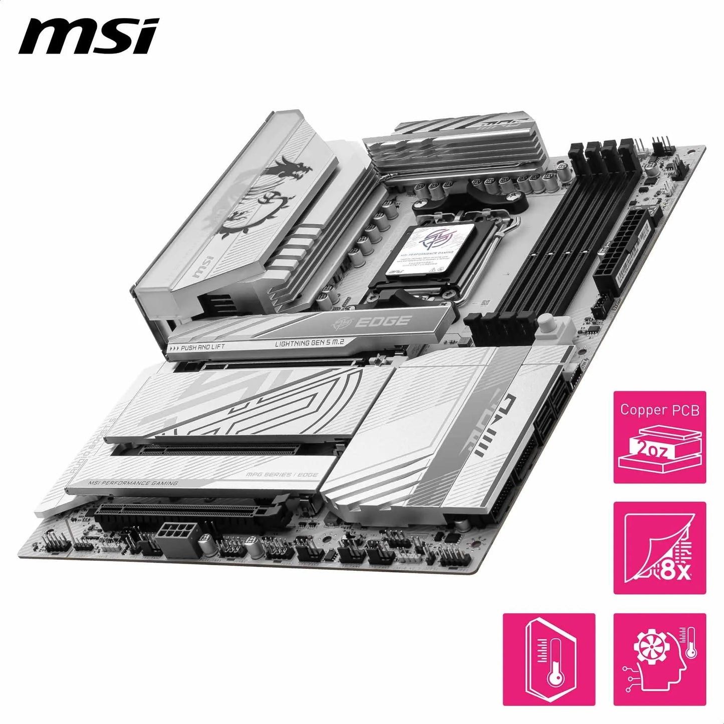 MSI MPG X870E Carbon WiFi Gaming Motherboard (AMD Ryzen 9000/8000/7000 Series Processors, AM5, DDR5, PCIe 5.0, M.2 Gen5, SATA 6Gb/s, USB 40Gbps, HDMI, Wi-Fi 7, Bluetooth 5.4, 5Gbps LAN, ATX)