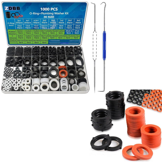 ZDBB 1000 Pcs 18 Size O Ring Kit+18 Size Rubber Washers & 80 Pcs Garden Hose Gasket for Plumbing Faucet Water Pipe Garden Hose Washers Shower Heads Gasket Repair