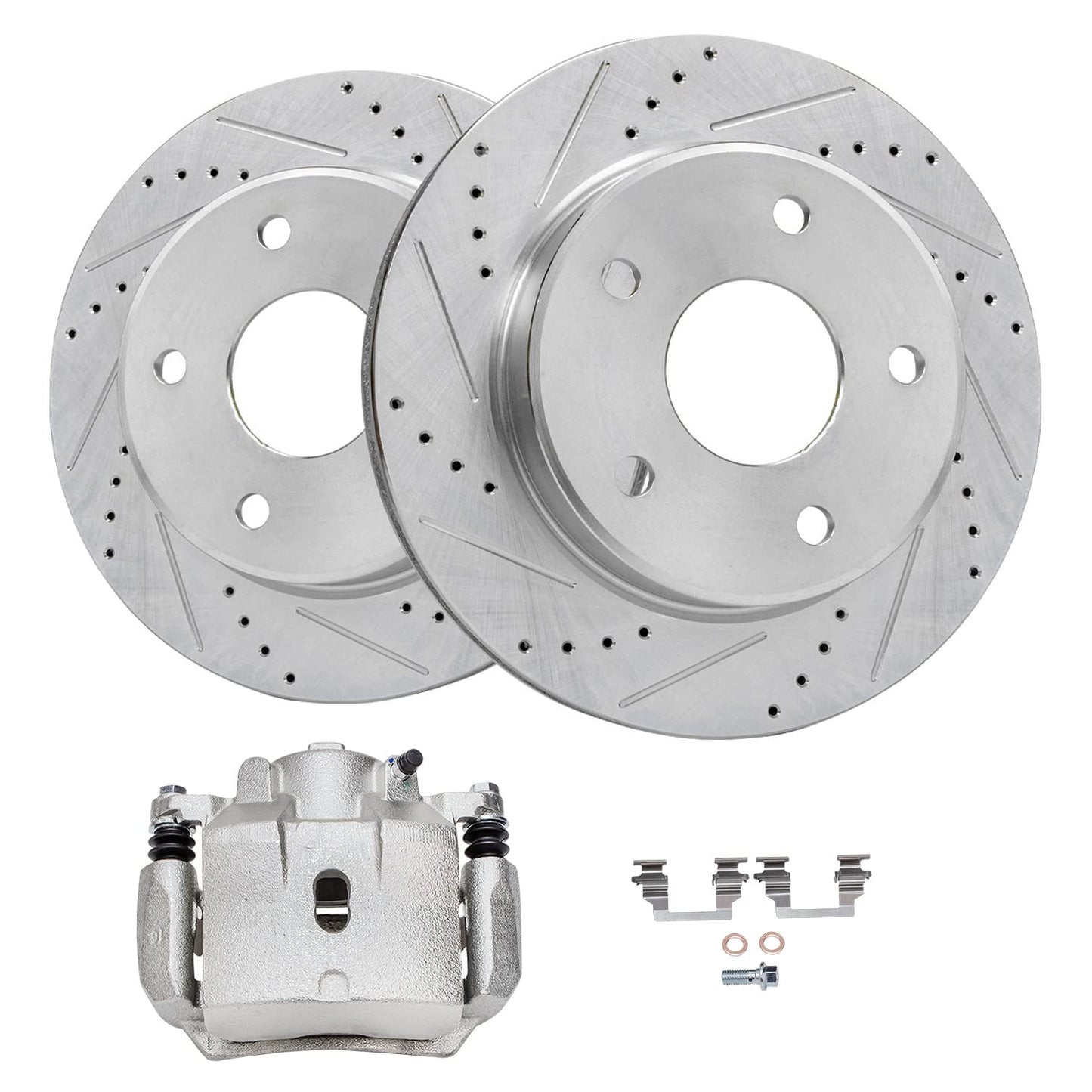 Detroit Axle - Rear Brake Kit for Chevy Silverado Sierra 1500 Suburban Yukon XL Tahoe Escalade ESV Drilled & Slotted Brake Rotors Ceramic Brakes Pads
