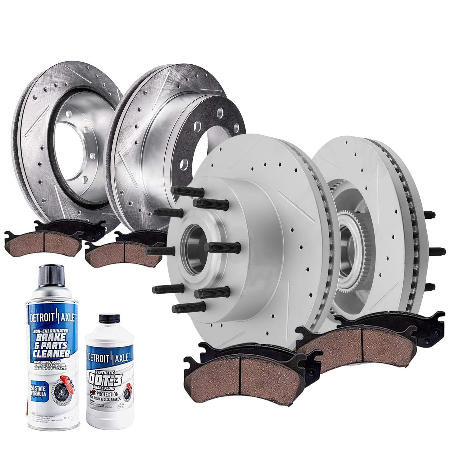 Detroit Axle - Rear Brake Pads for 2019-2024 Chevy Silverado 1500 GMC Sierra 1500, 2021-2024 Tahoe Suburban Yukon XL Cadillac Escalade ESV, Canyon LYRIQ Colorado, Ceramic Brake Pads with Hardware