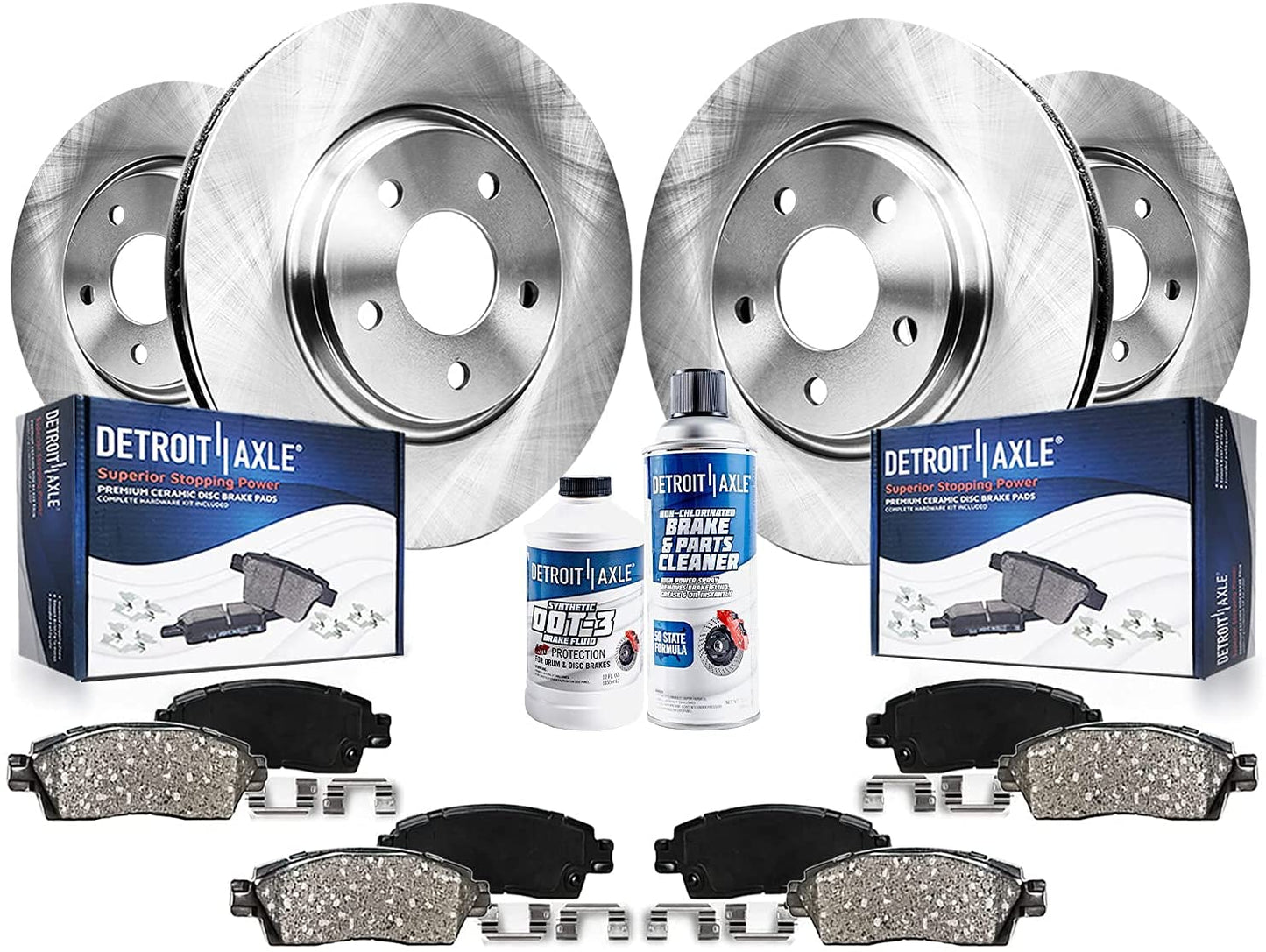 Detroit Axle - Brake Kit for Nissan Pathfinder Murano INFINITI QX60 X35, Disc Rotors Ceramic Pads 2013-2021 Replacement: 12.60" Front and 12.13" Rear Rotor
