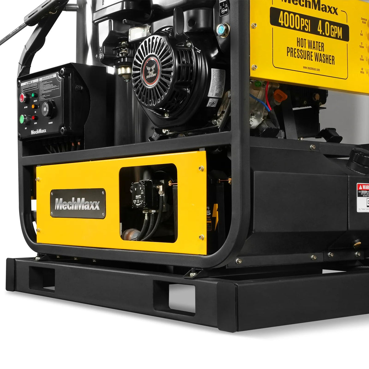 MechMaxx 4000 PSI 4 GPM 420cc 13.4HP E-Start Gas Engine Hot Water Pressure Washer with Hose Reel, Model HPW40D