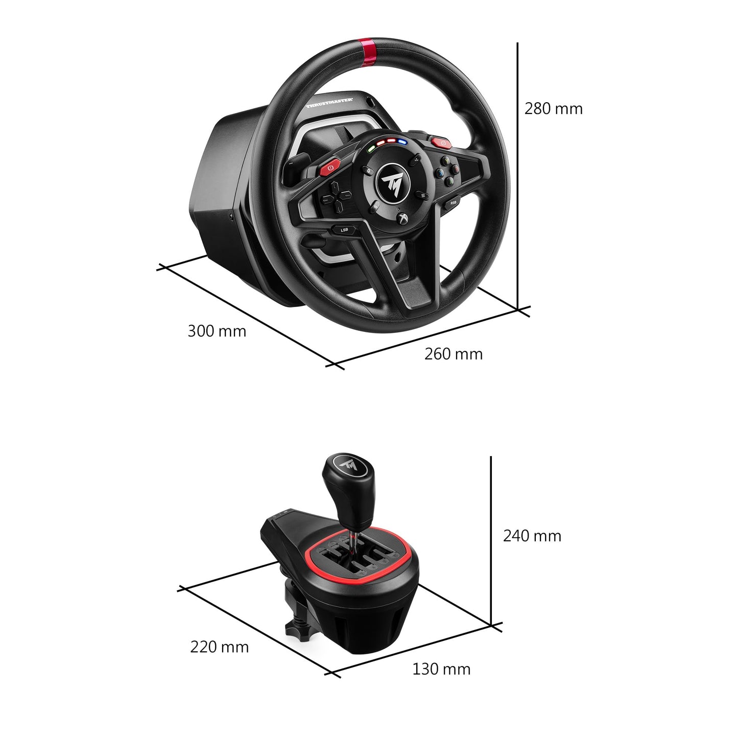 Thrustmaster T128 P Force Feedback Racing Wheel & Pedal Set - PS5 & PC | Magnetic paddle shifters, 900-degree rotation, hybrid drive, quick-attach desk clamp, for sim driving, farming & truck games