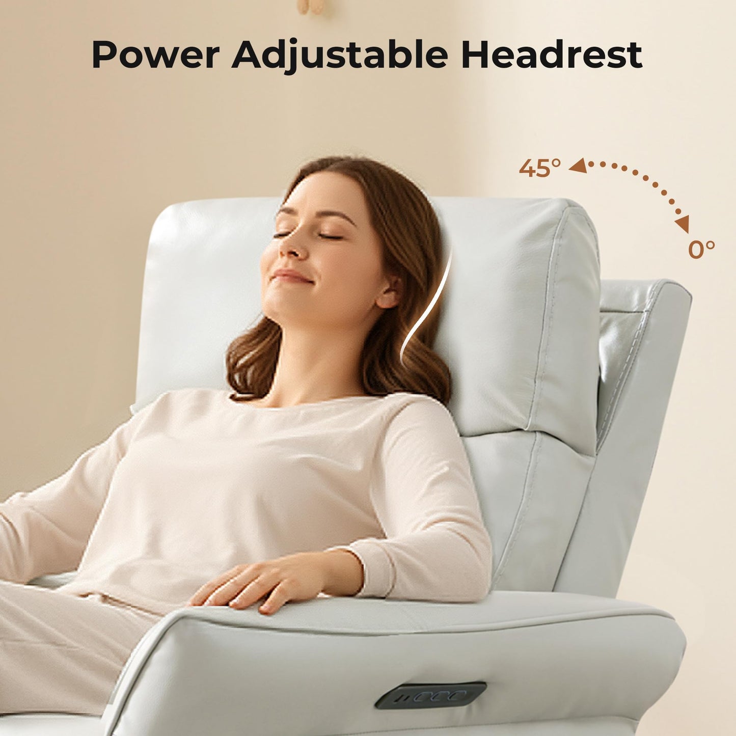CHITA Power Recliner Chair, Electric Triple-Motor Swivel Glider Nursery Rocking Chair with Adjustable Power Headrest and Lumbar Support, GREENGARD Gold Certified, Solid Wood Base, Linen