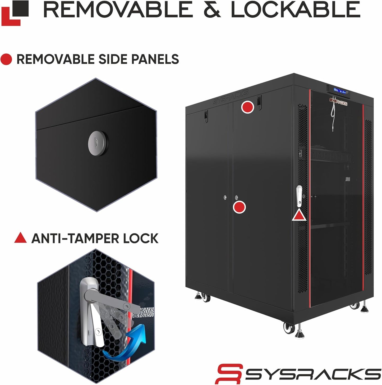 19" Server Rack Cabinet 18U – 35" Deep Network Cabinet Enclosure with Glass Door, Locking Panels, Cooling Fans, PDU & Shelf, IT Rack for Servers, Switches, AV Equipment