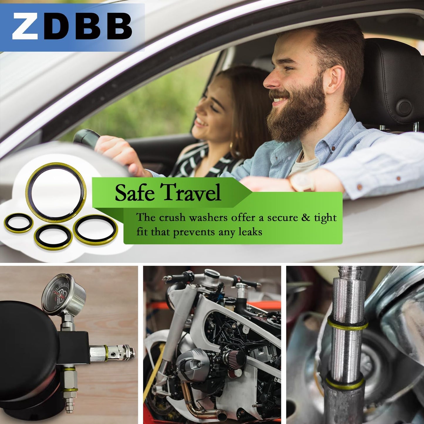 ZDBB 12 Sizes 378 Pcs Bonded Sealing Washer Kit,Automotive Self-Centred AC Seal Metal Rubber Gasket Repair Assortment Set M6 M8 M10 M12 M14 M16 M18 M20 M22 M24 M27 M30 (Metric)