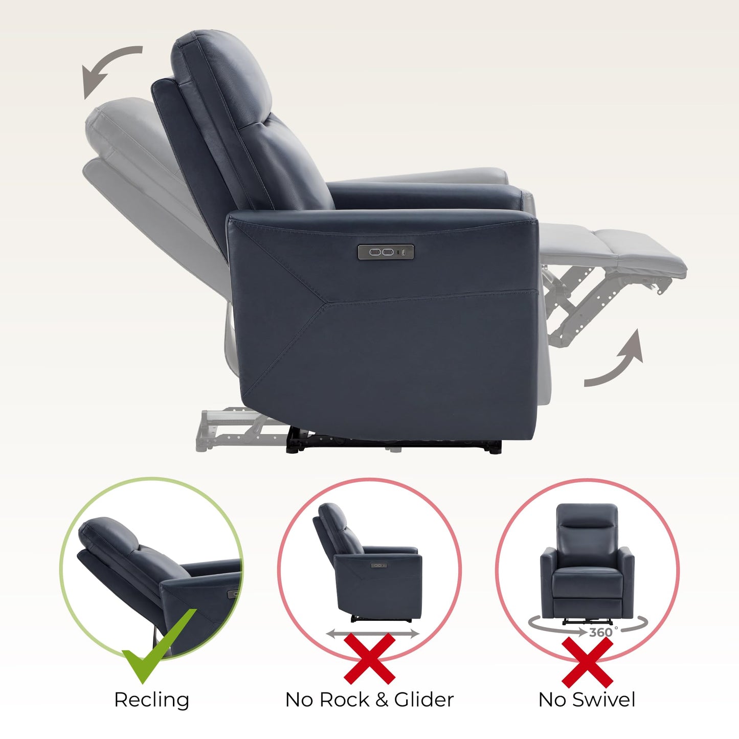 CHITA Genuine Leather Power Recliner Chair for Adults, Electric Wall Hugger Recliner for Small Spaces, Modern Living Room and RV Recliner Chair with Adjustable Power Headrest & Charging Ports, Brown