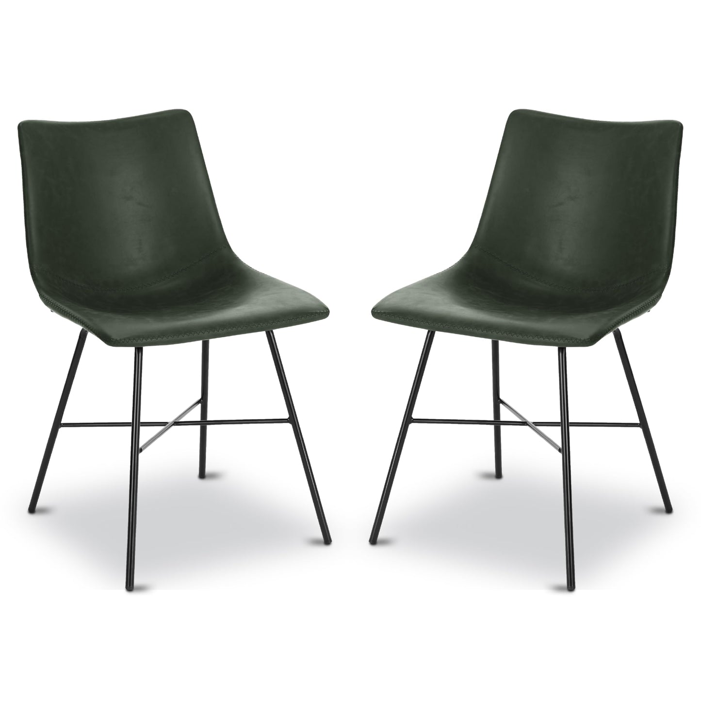 POLY & BARK Paxton Leather Counter Stools 24 Inches – Set of 2 - Counter Height Bar Stools with Back – Modern Barstools for Kitchen Island or Counters – Faux Leather & Matte Black Steel Base – Tan