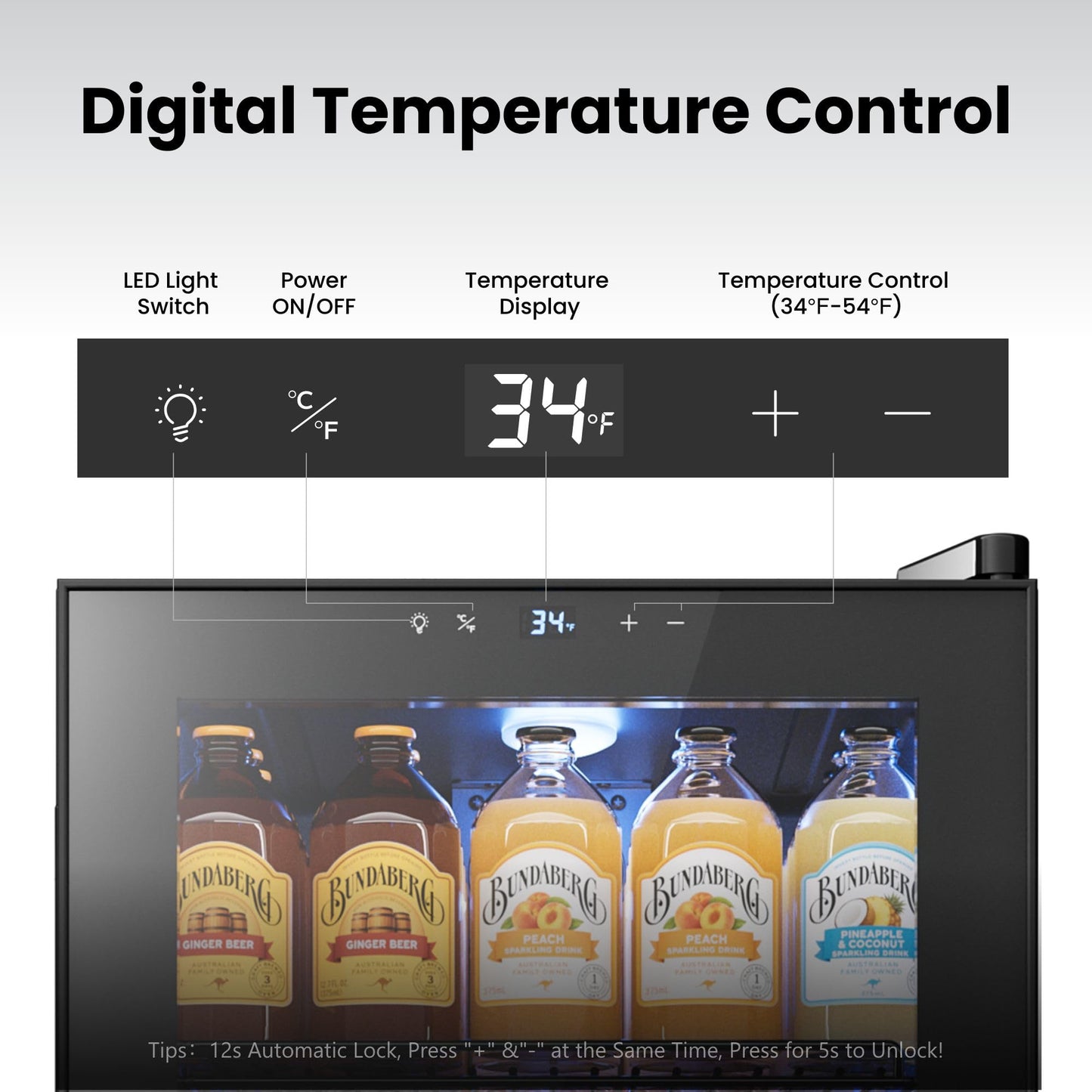 Yeego Beverage Refrigerator, 130 Can Mini Fridge with Glass Door, Adjustable Shelves, Digital Temperature Control 34°F-54°F, Drink Cooler for Soda, Beer and Wine, Freestanding or Under Counter, Black