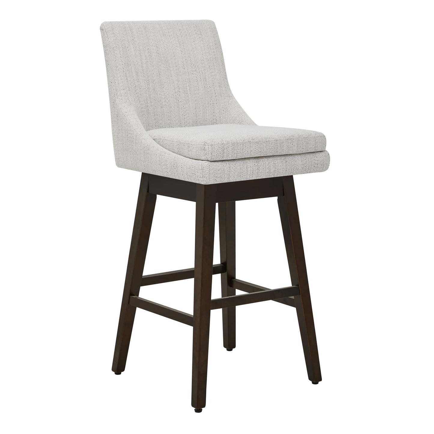 CHITA Bar Height Swivel Barstool with Back Set of 2, FSC Certified Upholstered Bar Stool, 30.7" H Seat Height, Fabric in Ivory