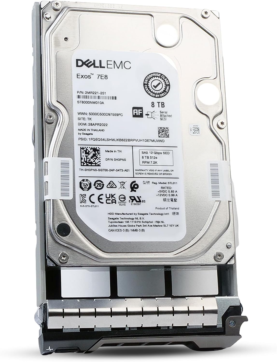Dell 8TB 7200 RPM SAS 12Gb/s 512e 3.5in Enterprise PowerEdge Hard Drive for R730 R720 R710 R520 R530 R630 R430 T630 T710 R220 R720XD R510 R530XD R730XD 0H3PN0 G13 (Renewed)