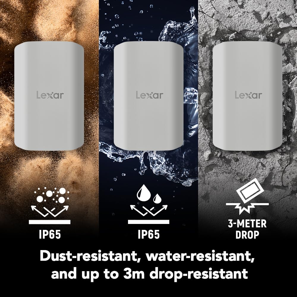Lexar 2TB ES3 External SSD, Up to 1050MB/s Read, Storage Expansion, Compatible w/USB-C Smartphones, iPhone 15/16, PC, Mac, Tablets, Sleek & Sturdy Design, Silver (LES3XXX002T-RNSAU)
