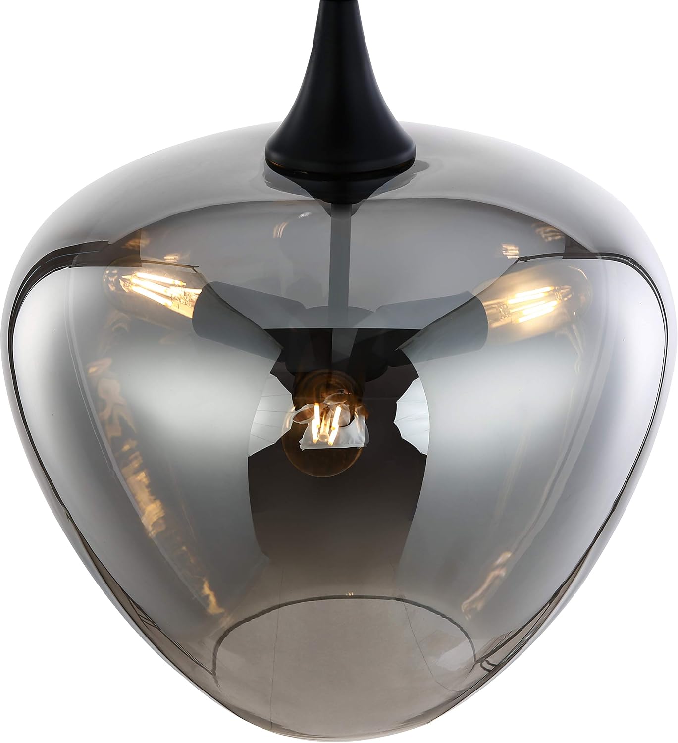 Light Society Malibu Pendant Light, Smoke Glass with Black Finish, Contemporary Mid Century Modern Style Lighting Fixture