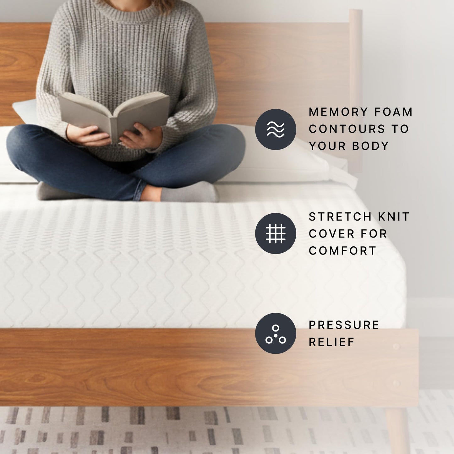 Signature Design by Ashley Queen Size Chime 10 Inch Medium Firm Memory Foam Mattress with Green Tea & Charcoal Gel for Pressure Relief, Fiberglass Free, Mattress In A Box