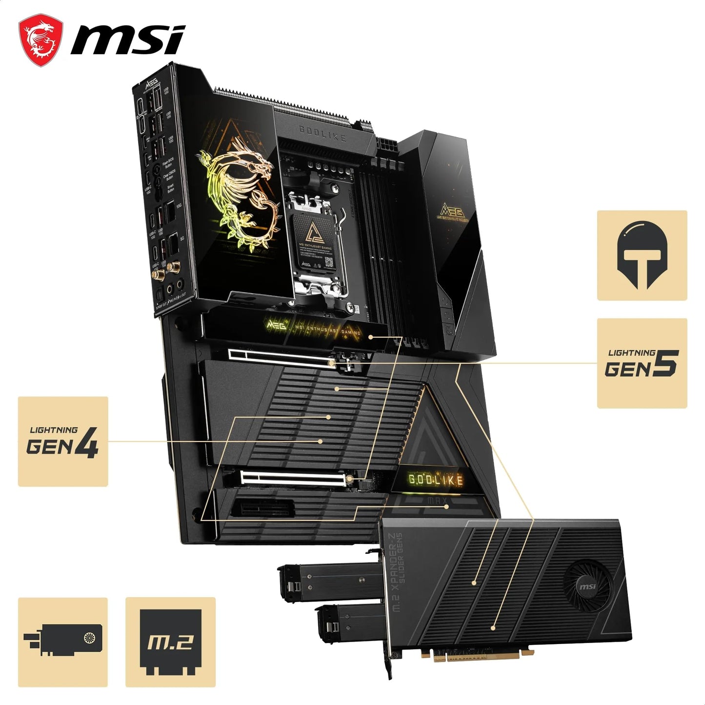 MSI MPG X870E Carbon WiFi Gaming Motherboard (AMD Ryzen 9000/8000/7000 Series Processors, AM5, DDR5, PCIe 5.0, M.2 Gen5, SATA 6Gb/s, USB 40Gbps, HDMI, Wi-Fi 7, Bluetooth 5.4, 5Gbps LAN, ATX)
