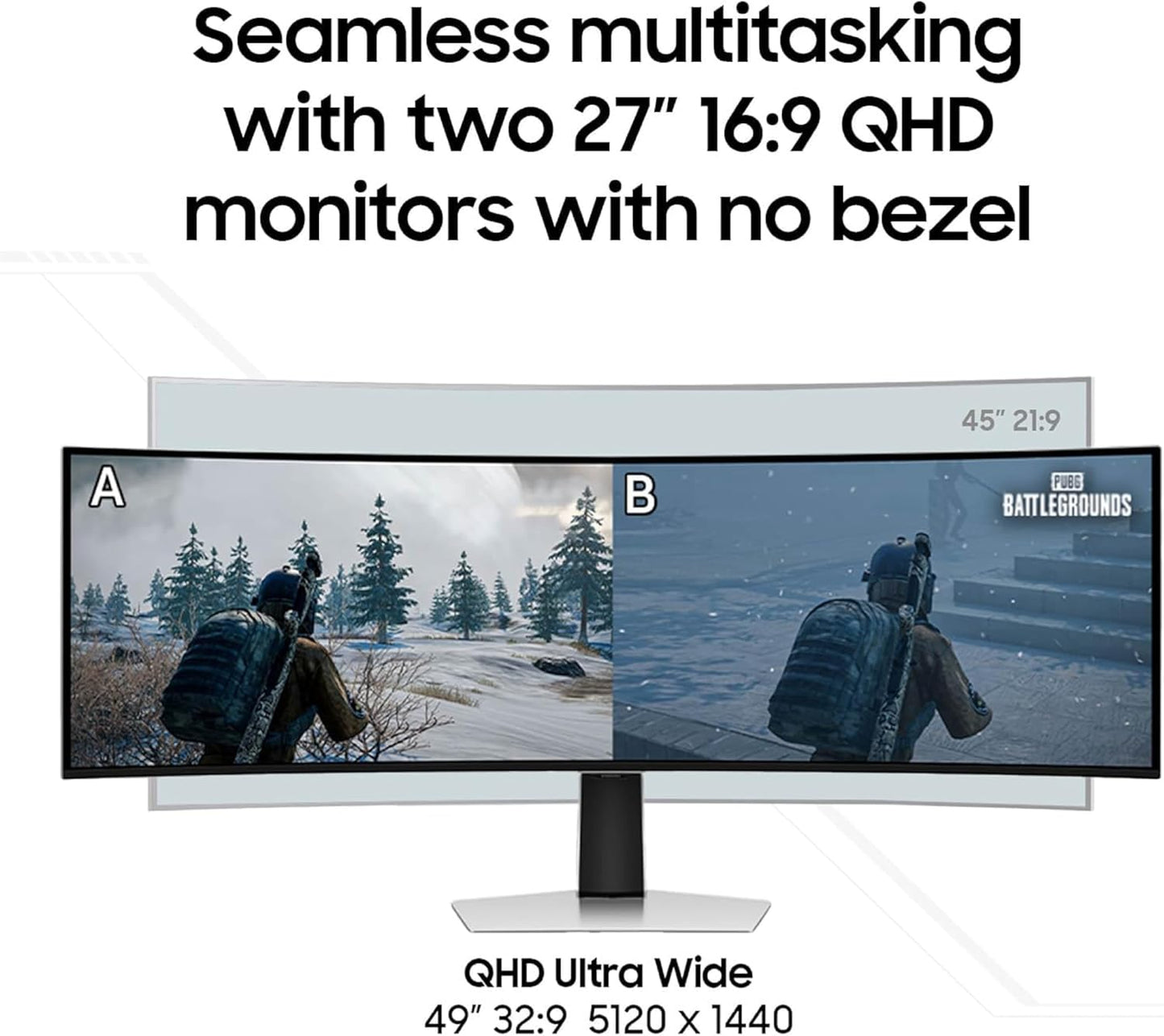 Samsung 49" Odyssey G93SC Series Curved Gaming Monitor, QD-OLED, 240Hz, 0.03ms, DQHD, G-Sync Compatible, FreeSync Premium Pro, Adjustable Stand