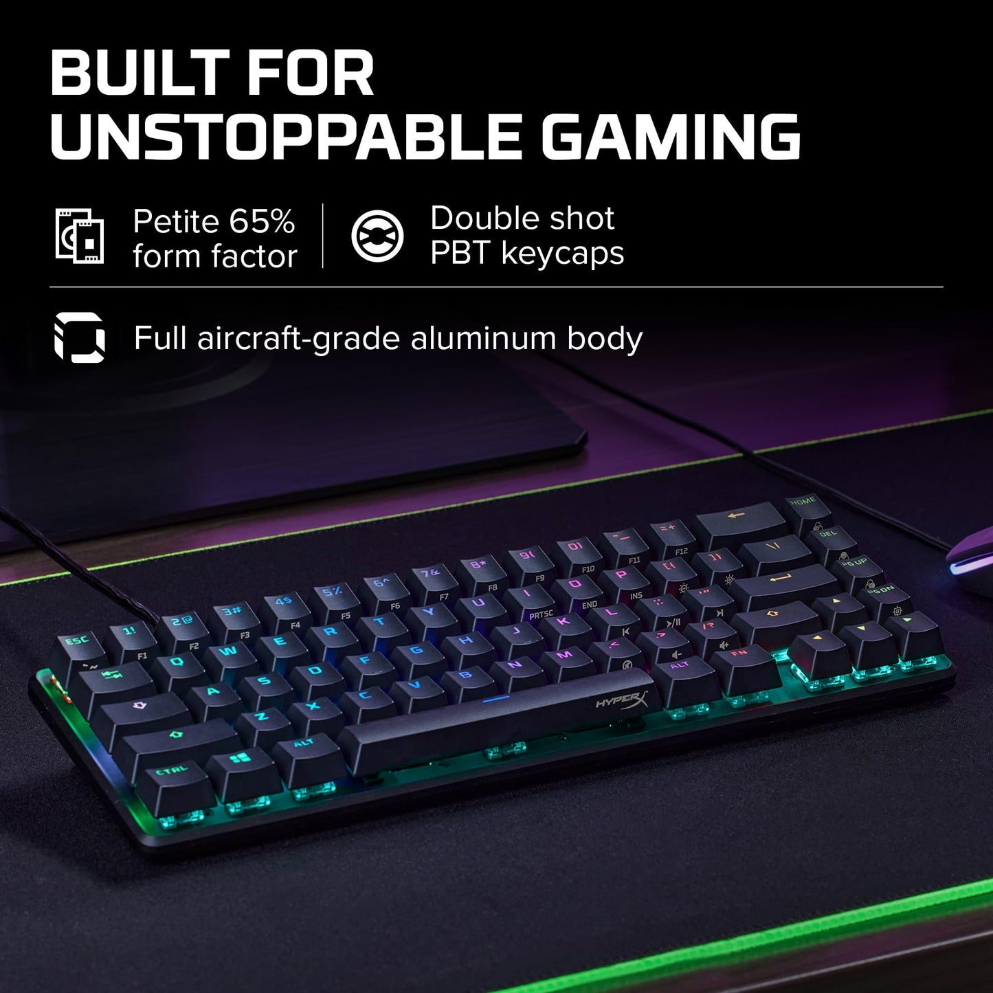 HyperX Alloy Origins 65 - Mechanical Gaming Keyboard – Compact 65% Form Factor - Linear Red Switch - Double Shot PBT Keycaps - RGB LED Backlit - NGENUITY Software Compatible,Black