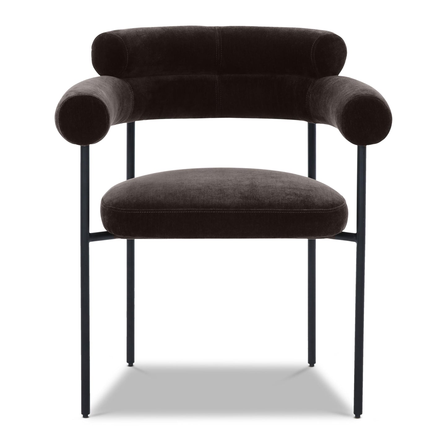 Poly & BARK Bolus Dining Chair – Ganache Brown Upholstered Accent Chair with Wood Legs – Refined Silhouette for Dining Room, Kitchen or Breakfast Nook – Arrives Fully Assembled