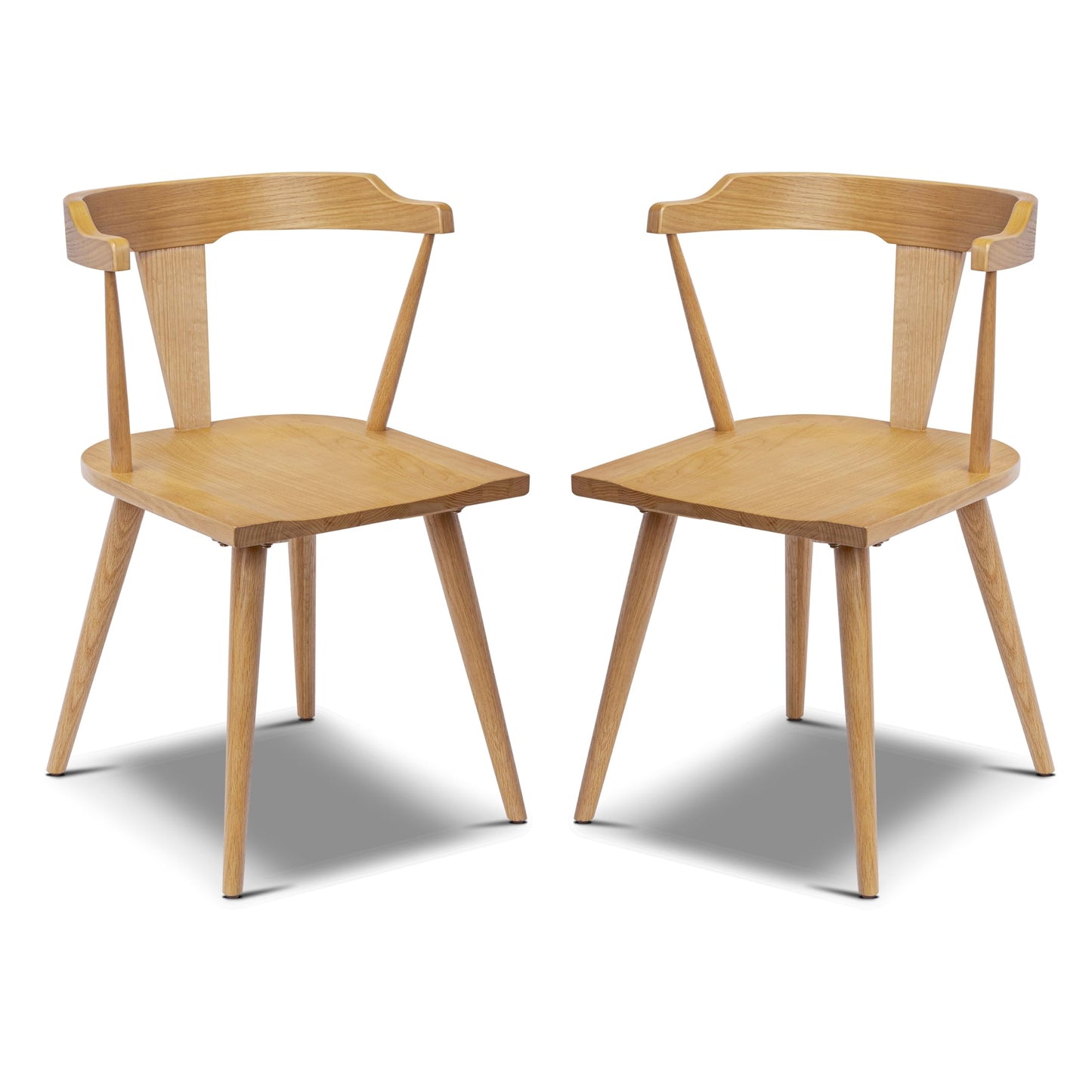POLY & BARK Mid Century Modern Enzo Black Dining Chair – Solid Oak Wood Splat Back Chair, 18" Seat Height, 32" Tall – Stylish MCM Kitchen & Dining Room Chair