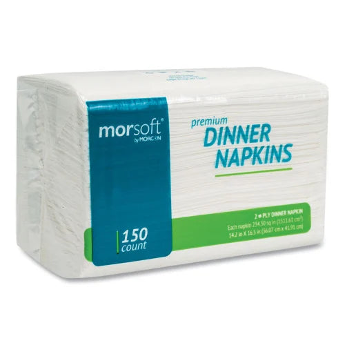 Morcon Paper Morsoft Dinner Napkins, 2-Ply, 14.5 x 16.5, White, 3,000/Carton (3466)