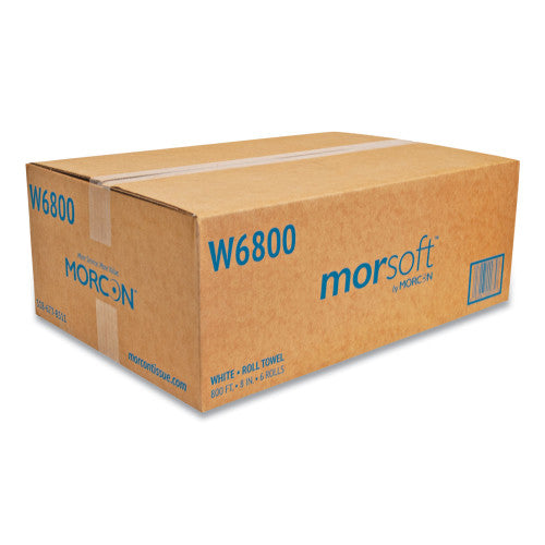 Morcon Paper Morsoft Universal Roll Towels, 1-Ply, 8" x 800 ft, White, 6 Rolls/Carton (W6800)