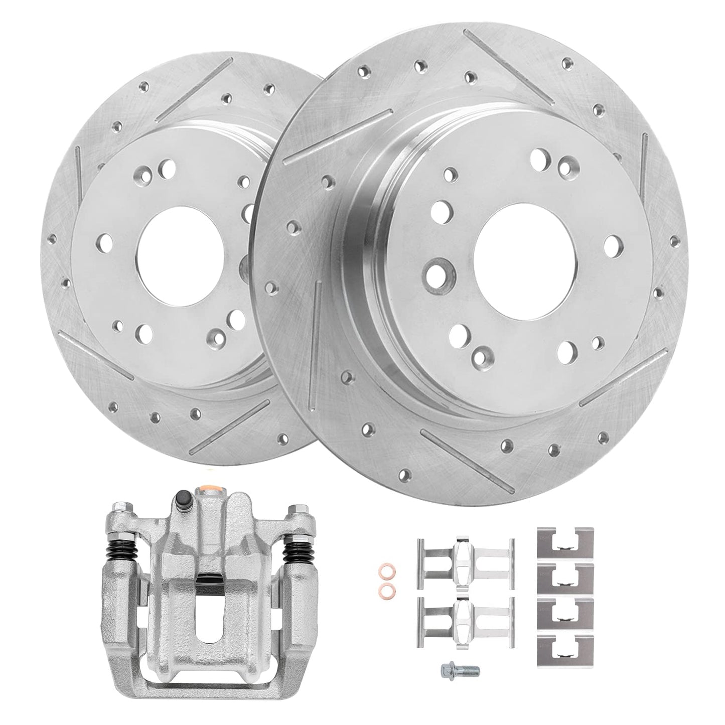 Detroit Axle - Front Brake Kit for Chevy GMC Silverado Sierra Suburban Express Savana 1500 Tahoe Yukon XL Escalade ESV EXT XTS Drilled & Slotted Brake Rotors Ceramic Brakes Pads : 12.99'' inch Rotor