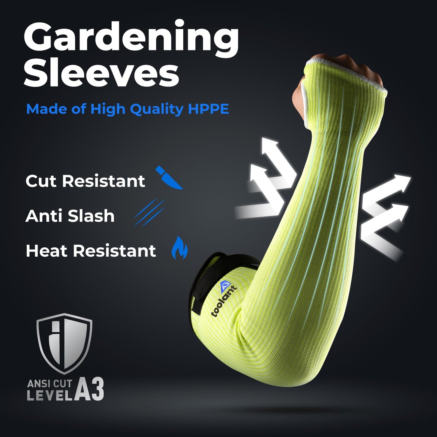 OriStout Cut Resistant Farmers Sleeves with Thumb Hole, Arm Protectors for Thin Skin and Bruising, for Gardening, Welding, Kitchen, Arm Guards for Biting, Pet Grooming, Grey, 1 Pair