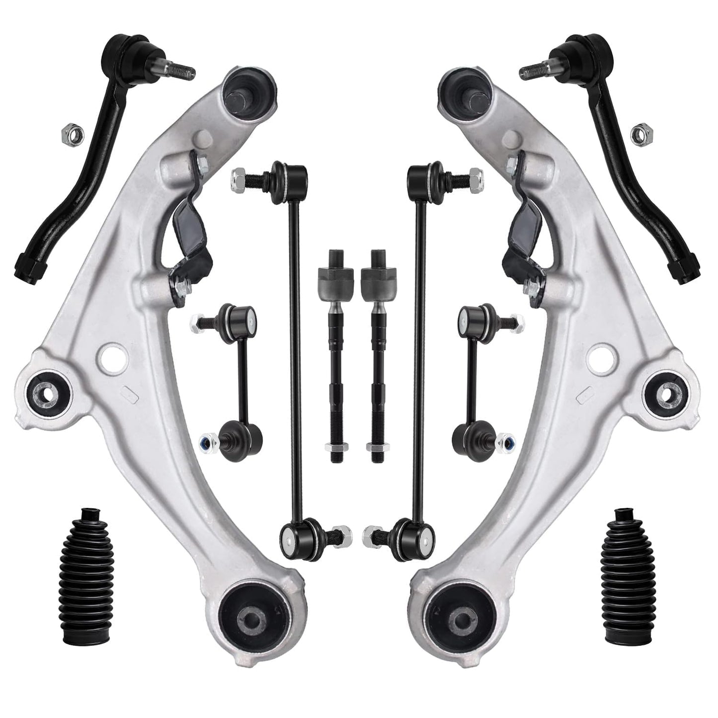 Detroit Axle - 12pc Front End Kit for 07-13 Chevy Silverado 1500 GMC Sierra | Suburban Yukon XL 1500 Tahoe Escalade ESV EXT, 2 Upper Control Arms 2 Sway Bars 4 Tie Rods 2 Lower Ball Joints 2 Boots