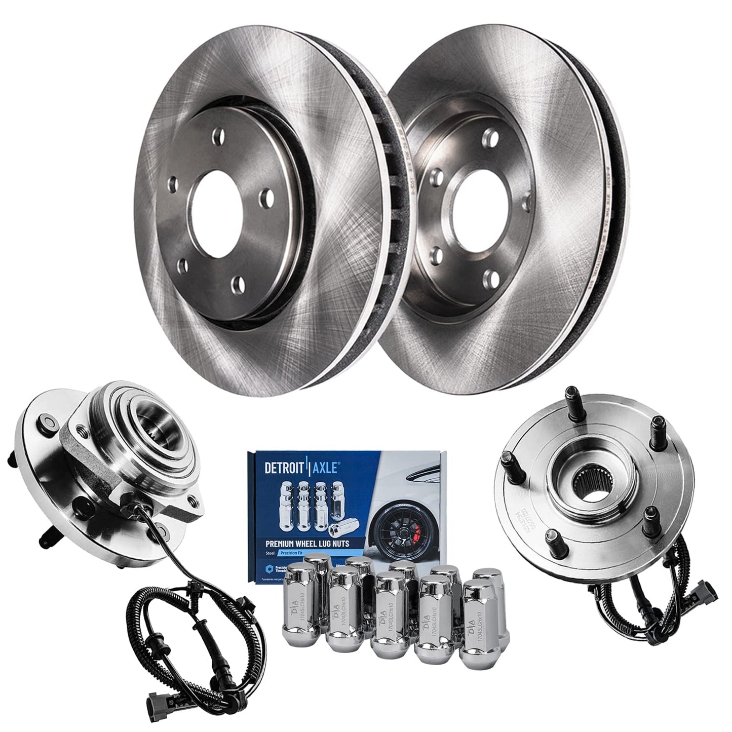 Detroit Axle - Kit de freno trasero para Dodge Grand Caravan Journey Chrysler Town & Country Frenos de repuesto Rotores y pastillas de freno de cerámica: Rotor de 12.91 pulgadas
