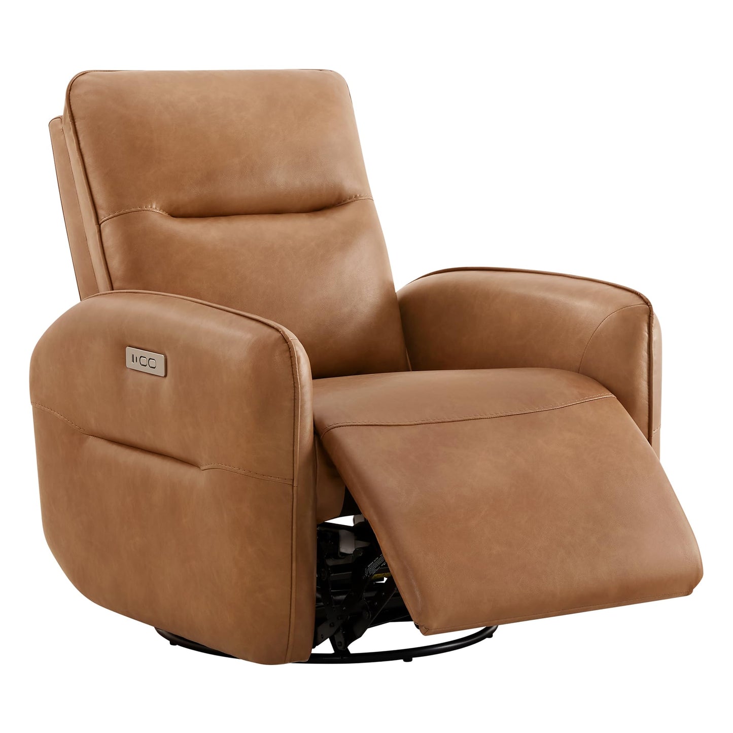 CHITA Faux Leather Power Recliner Chair, Swivel Glider Recliner for Adults, Nursery Rocking Chair with USB & Type-C Charging for Living Room, Bedroom, Creamy Grey