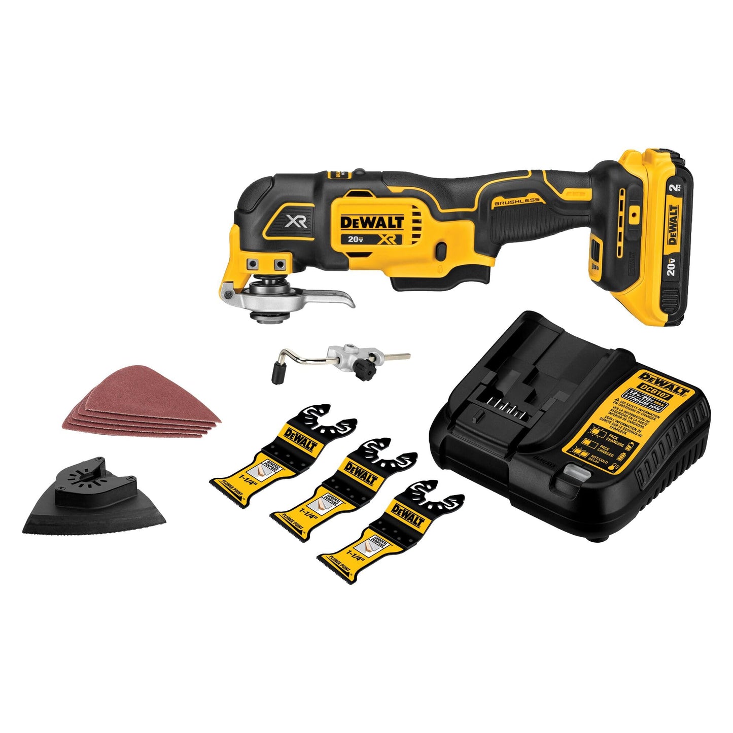 DEWALT 20V MAX XR Oscillating Tool Kit with Blades, 3 Speed Cordless Brushless Multitool, Up to 20,000 OPM, LED Light, Battery and Charger Included (DCS356C1)