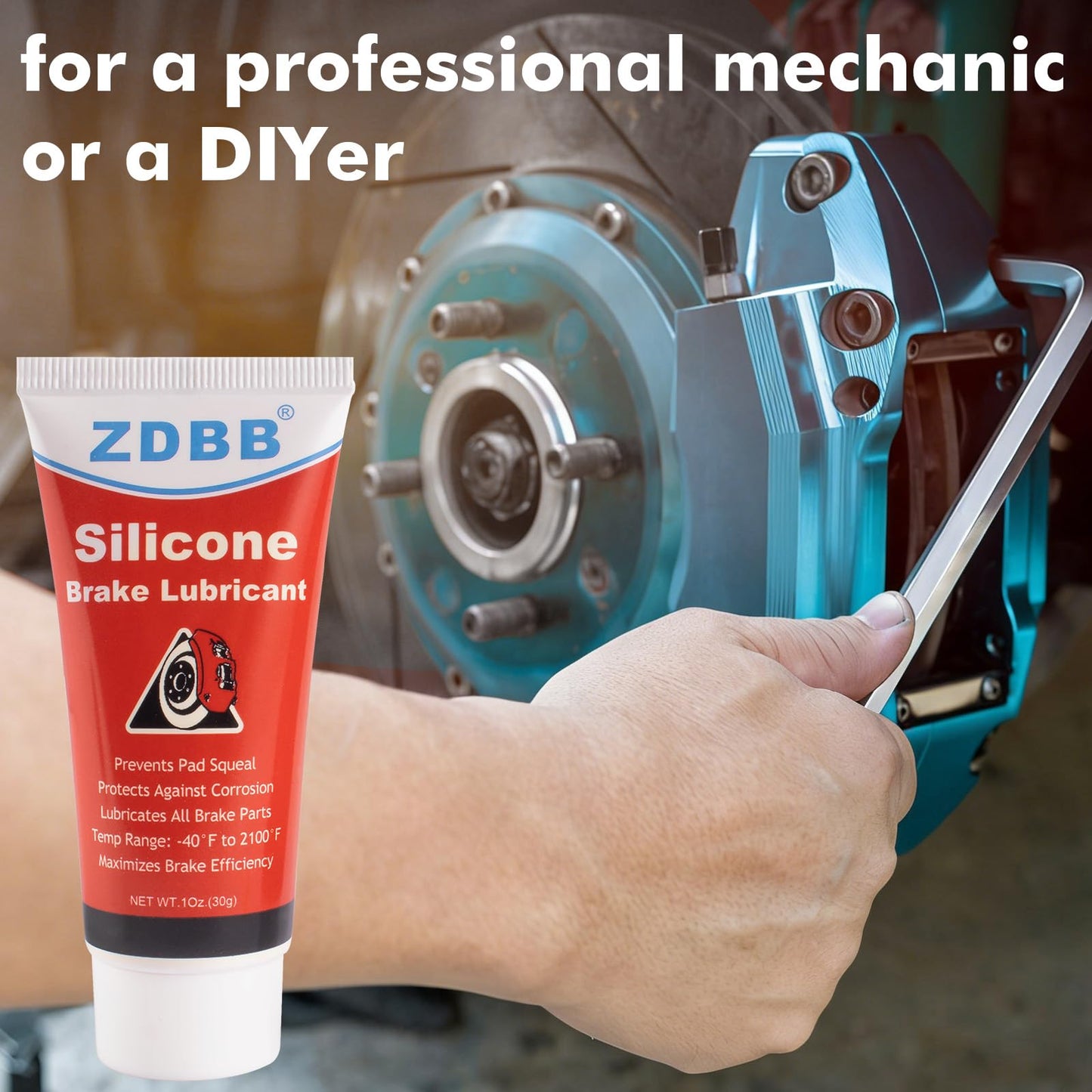 ZDBB Brake Silicone Grease Brake Caliper Guide Pin Lubricant High Temperature Caliper & Pad Lube, Waterproof, Safe for Rubber O-Rings Automotive Grease for Quiet & Smooth Braking 1oz (1-Pack)
