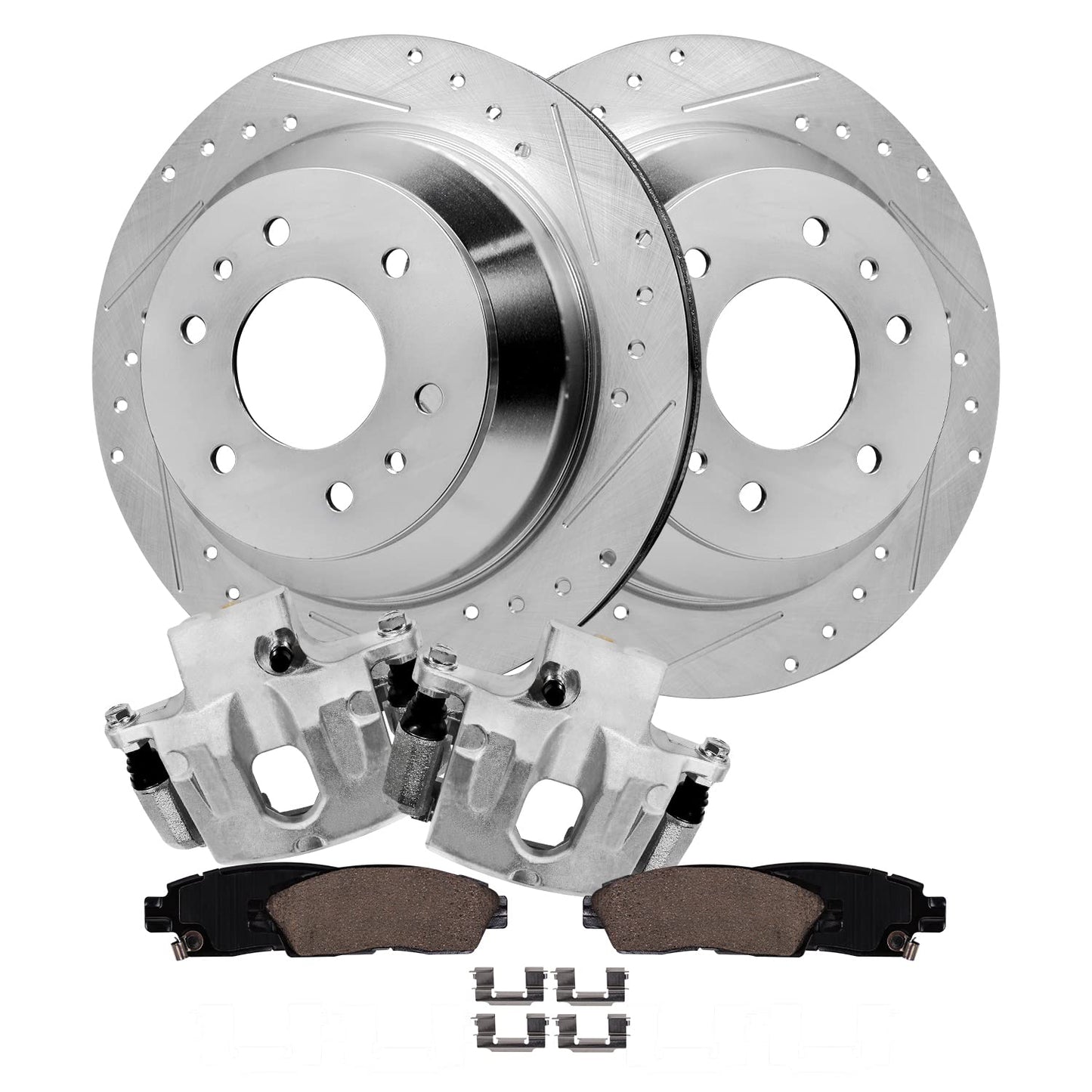 Detroit Axle - Rear Brake Kit for 1999-2006 Chevy GMC Sierra Silverado 1500, 00-01 Tahoe Yukon, 03-05 Astro Safari Replacement Drilled Slotted Disc Brake Rotors Ceramic Brakes Pads: 12.78" inch Rotor