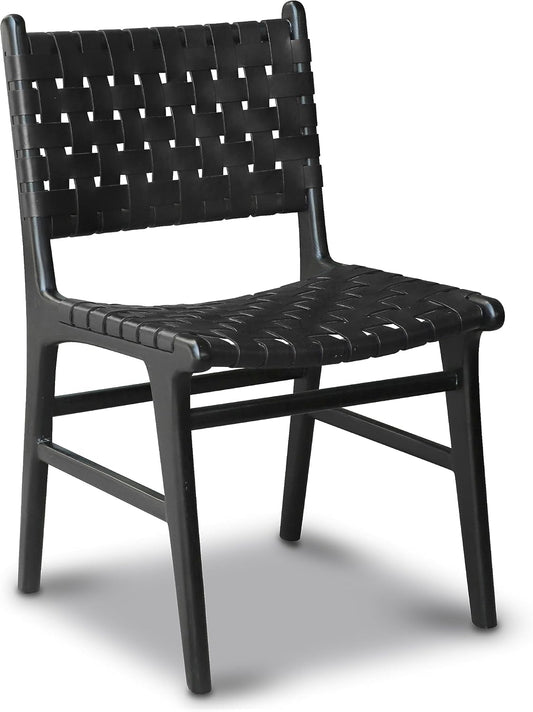 POLY & BARK Banda Teak & Leather Dining Chair in Havana Black