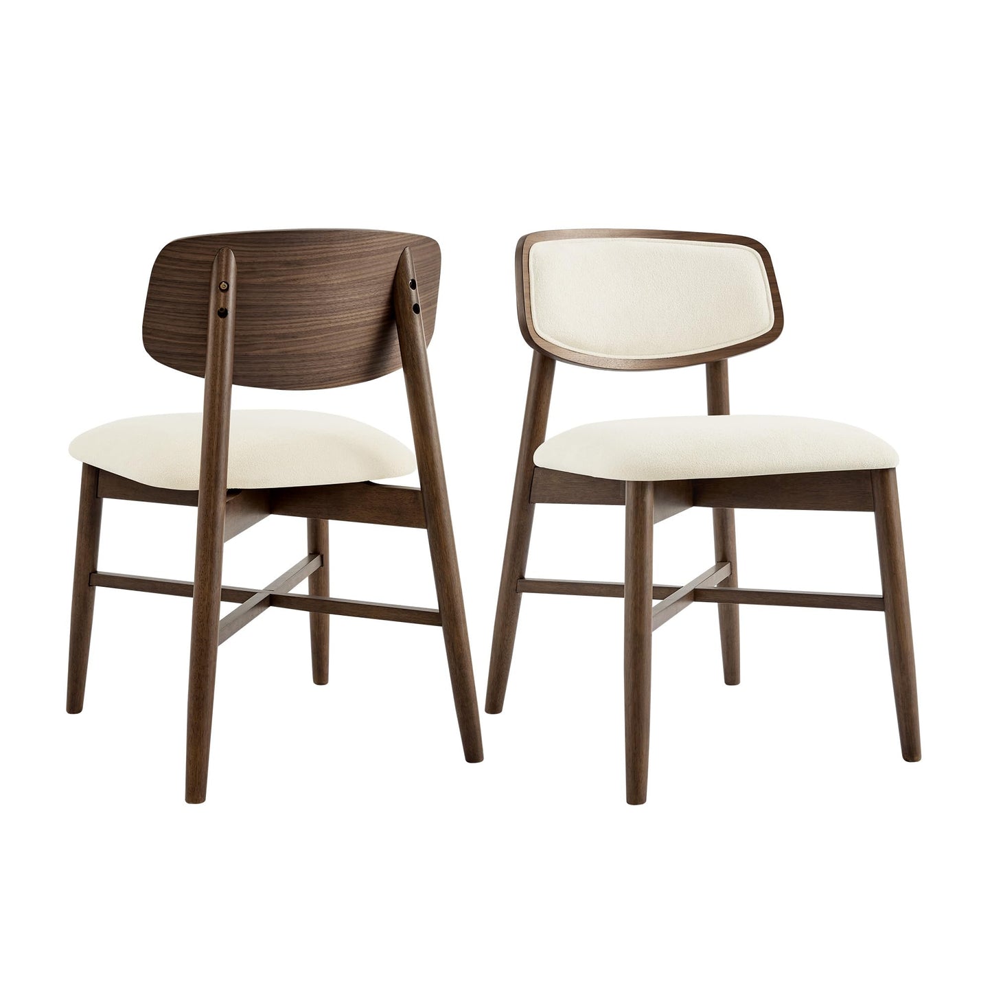 CHITA Soild Wood Dining Chairs Set of 4, Mid Century Modern Walnut Wood Kitchen Chairs with Curved Backrest, Dining Room Chair for Kitchen, Restaurant
