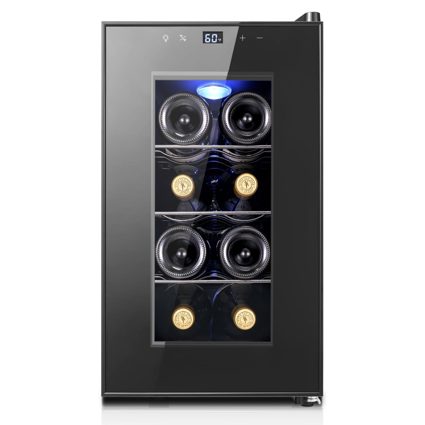 Yeego 34 Bottle Wine Fridge, Freestanding Compressor Wine Cooler Refrigerator, Wine Cellar with 38-65℉ Digital Temperature Control & Double-layer Glass Door for Red and White, Champagne, Black