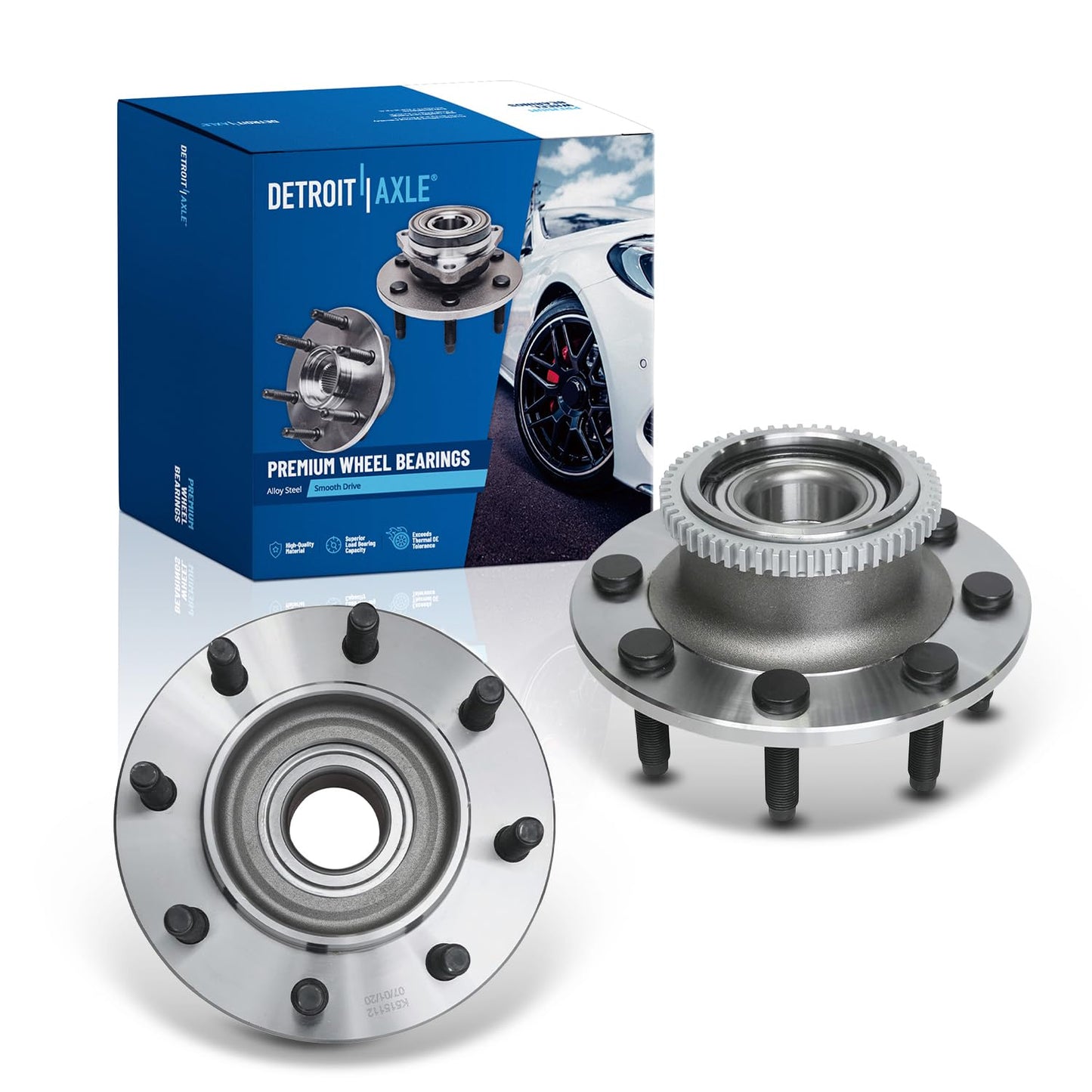 Detroit Axle - 2pc Front Wheel Bearing Hubs for 00-13 Chevy Impala Monte Carlo, 97-08 Pontiac Grand Prix, 06-11 DTS, 05-09 Buick Lacrosse, 06-11 Lucerne, 00-05 Lesabre, Pair Wheel Bearings and Hubs