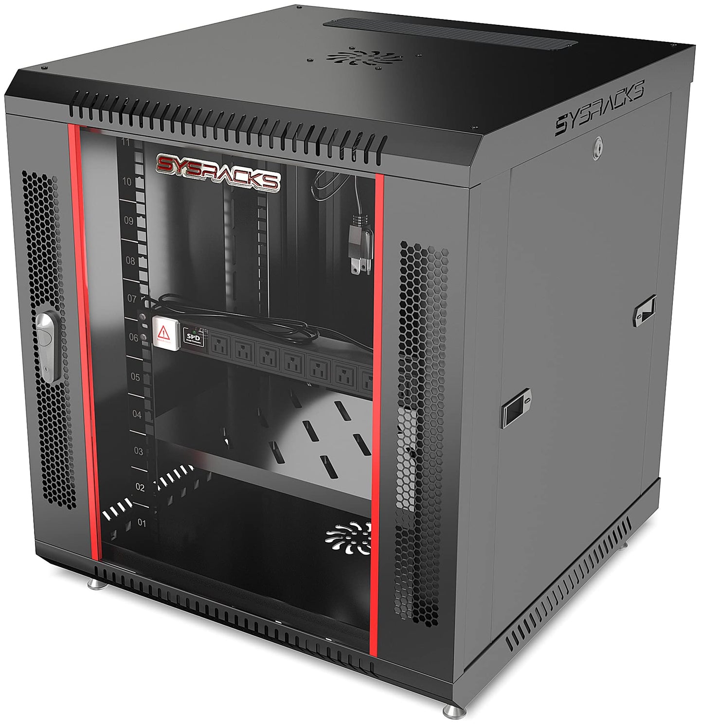 18U Wall Mount Server Rack Cabinet for Home Lab, Office IT and AV Network Installations, 24-Inch Deep 19-Inch Locking Rack with Fan, PDU and Shelves