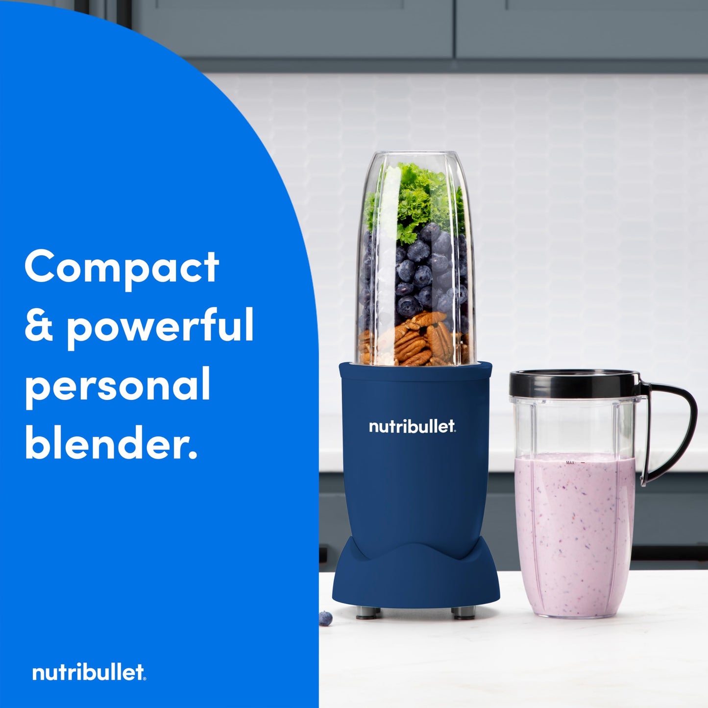 Nutribullet Personal Blender, Shakes, Smoothies, Food Prep, and Frozen Blending, 24 Ounces, 600 Watt, Dark Gray, NBR-0601WM