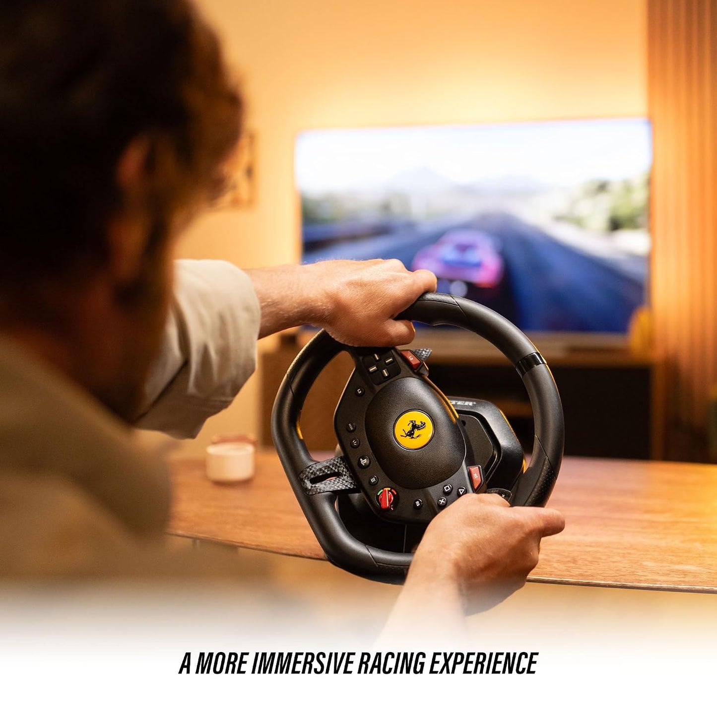 Thrustmaster T98 P Ferrari Licensed Racing Wheel & Pedal Set - PS5 & PC | 240-degree rotation, bungee-cord resistance, paddle shifters, 3 driving modes, Hall-Effect sensors, tool-free desk clamp