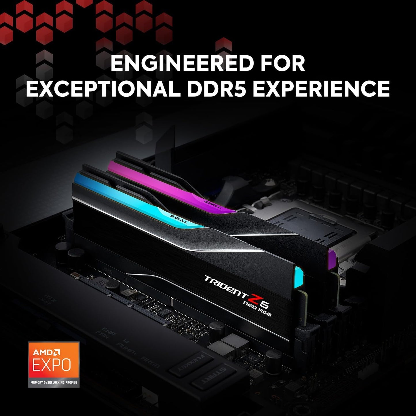 G.SKILL Trident Z5 Neo RGB Series DDR5 RAM (AMD Expo) 64GB (2x32GB) 6000MT/s CL30-40-40-96 1.40V Desktop Computer Memory U-DIMM - Matte Black (F5-6000J3040G32GX2-TZ5NR)